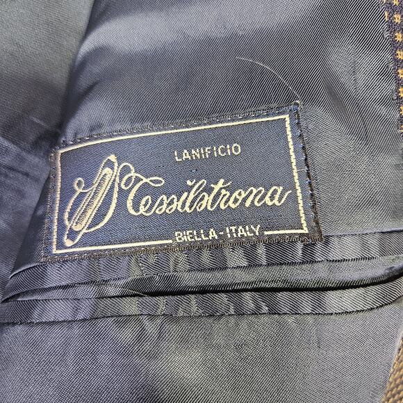 VTG Zanieri Lanificio Cessilstrona Wool Sport Coat Mens 38L Houndstooth Blazer - Picture 15 of 16